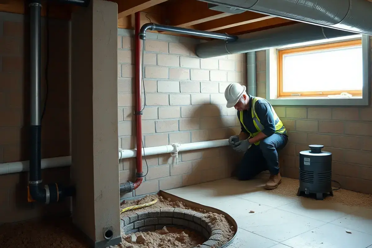 Basement moisture control installation
